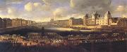 French school View of Paris with the Louvre (mk05) oil on canvas